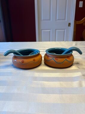 Himark Hand-Painted Terra Cotta bowls and spoons